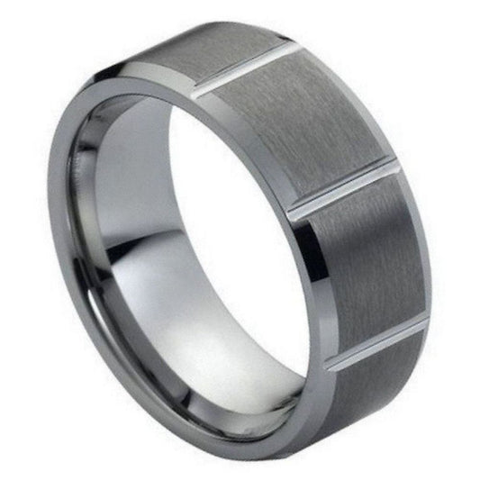 Tungsten 8mm Beveled Wedding Band – hypoallergenic, scratch-resistant | Exclusive Jewelers USA