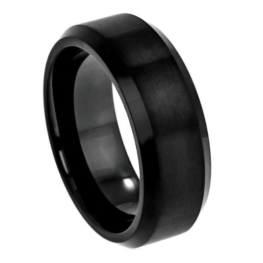 Tungsten Carbide 8mm Polished Black Wedding Band – hypoallergenic, scratch-resistant | Exclusive Jewelers USA