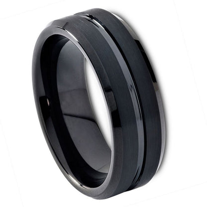 Tungsten Carbide 8mm Brushed Engagement Ring – hypoallergenic, scratch-resistant | Exclusive Jewelers USA