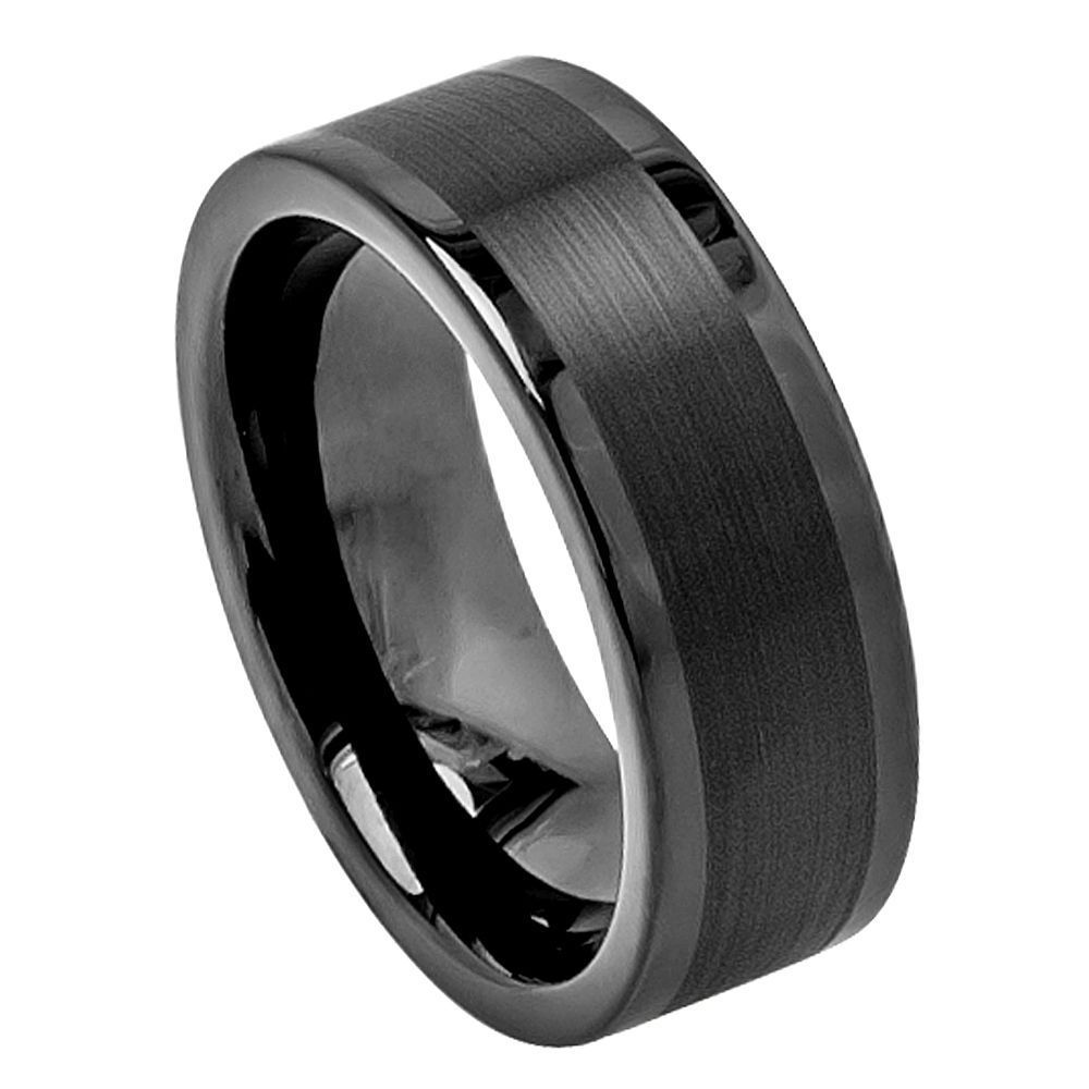 Black Tungsten 8mm Polished Wedding Band – hypoallergenic, scratch-resistant | Exclusive Jewelers USA