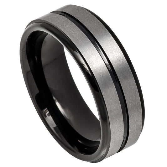 Tungsten Carbide 8mm Beveled Wedding Band – hypoallergenic, scratch-resistant | Exclusive Jewelers USA
