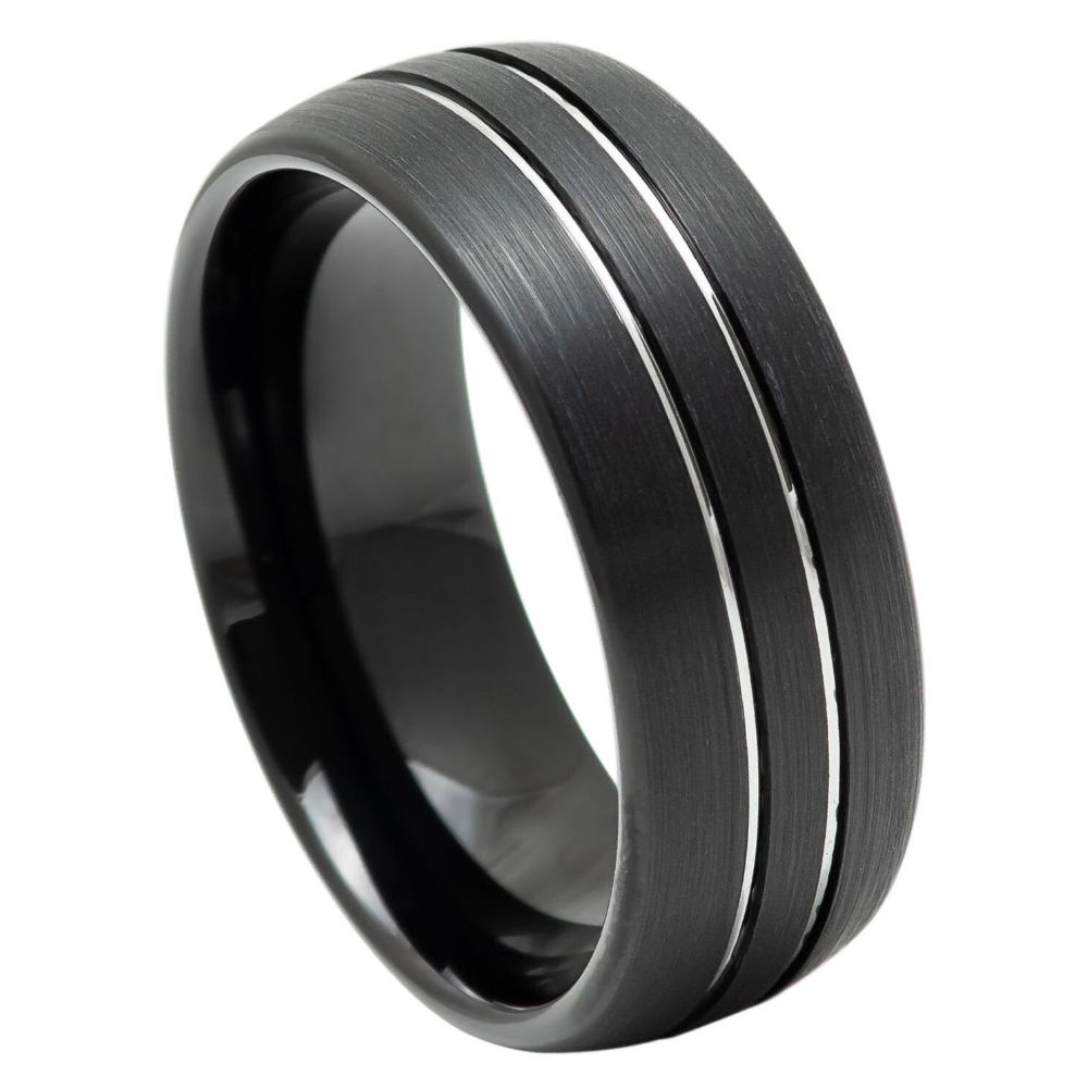 White Tungsten 8mm Satin Promise Ring – hypoallergenic, scratch-resistant | Exclusive Jewelers USA