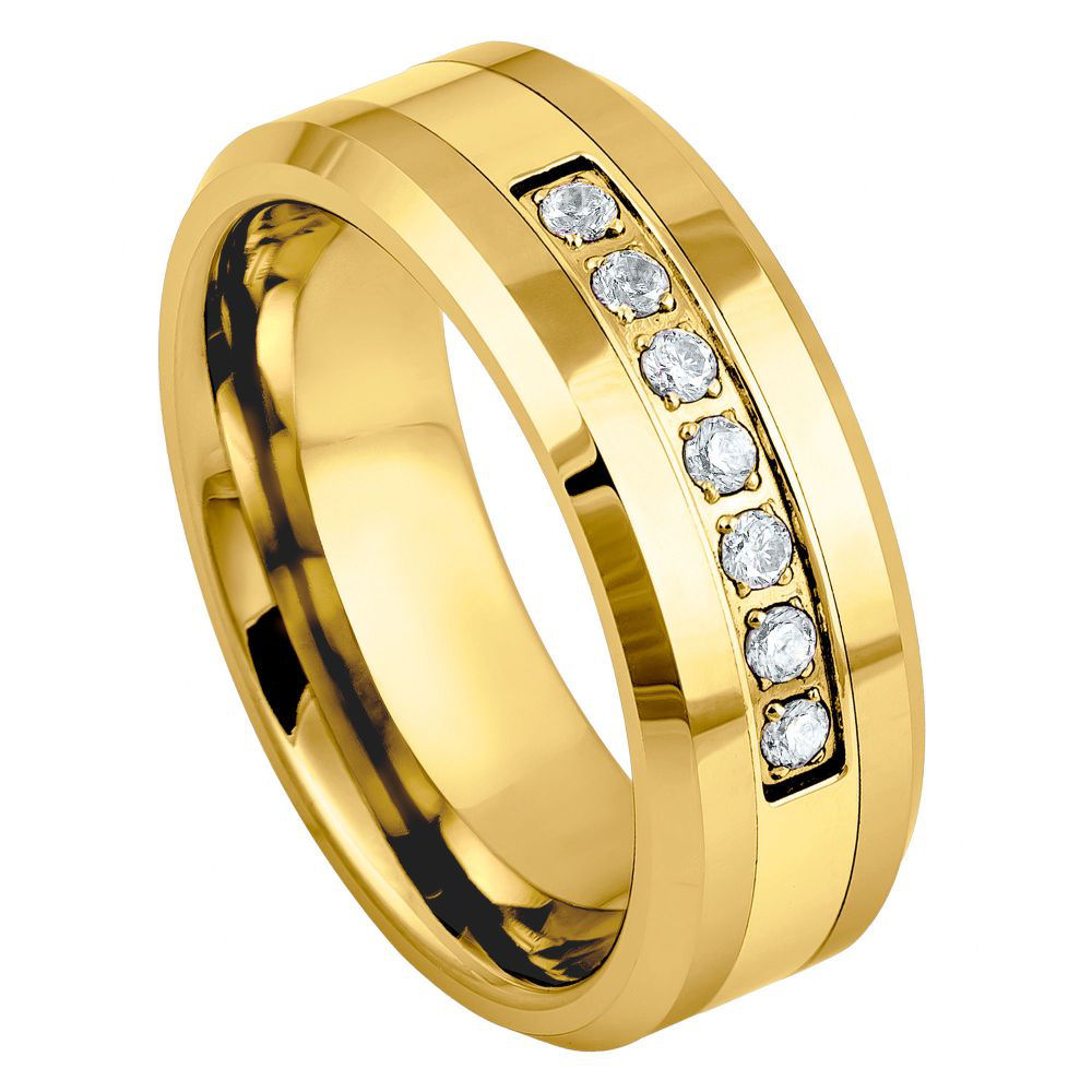 Damascus Steel 8mm Signature Polished Wedding Band — Damascus steel 8mm wedding band