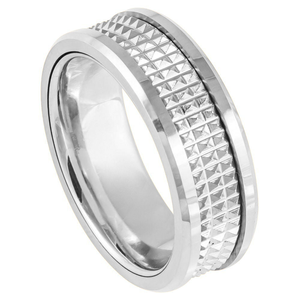 White Tungsten 8mm Engagement Ring – hypoallergenic, scratch-resistant | Exclusive Jewelers USA