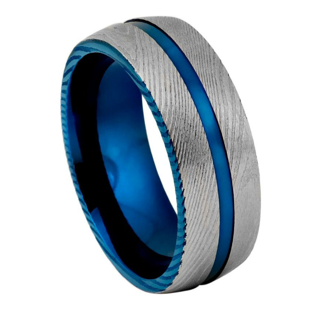 Damascus Steel 8mm Unique Wedding Band — Damascus steel 8mm wedding band