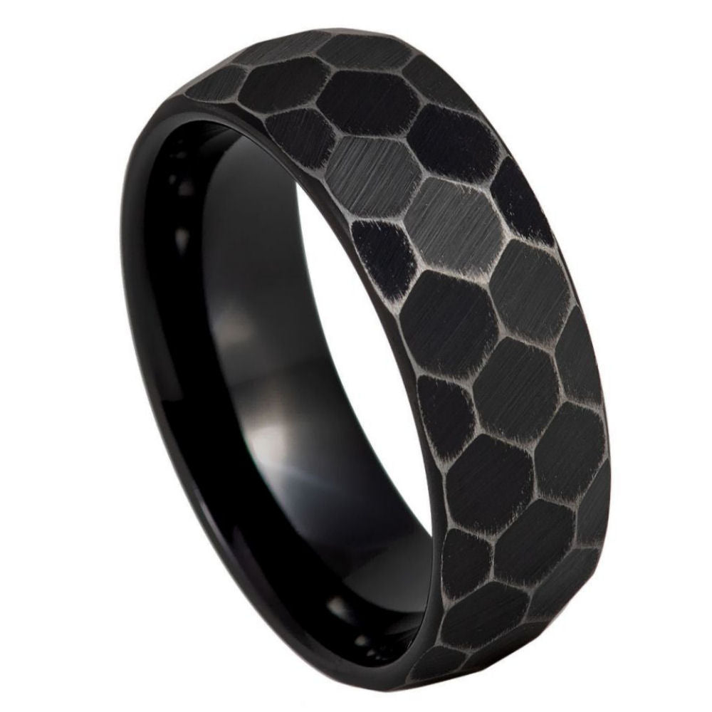 Tungsten Carbide 8mm Hammered Wedding Band – hypoallergenic, scratch-resistant | Exclusive Jewelers USA