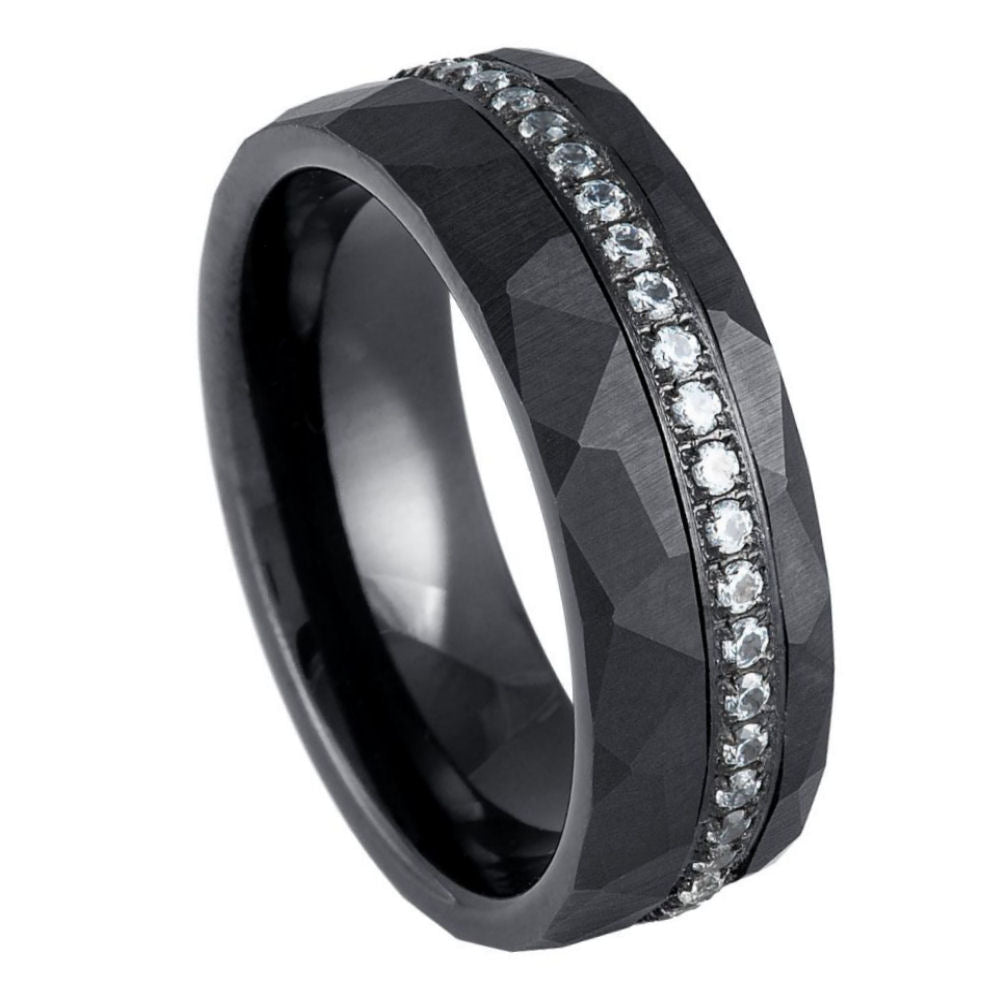 Black Tungsten Carbide 8mm Engagement Ring – hypoallergenic, scratch-resistant | Exclusive Jewelers USA