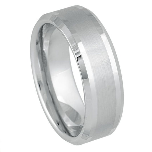 White Tungsten 8mm Wedding Band – hypoallergenic, scratch-resistant | Exclusive Jewelers USA