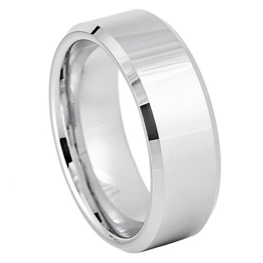 White Tungsten 8mm Promise Ring – hypoallergenic, scratch-resistant | Exclusive Jewelers USA