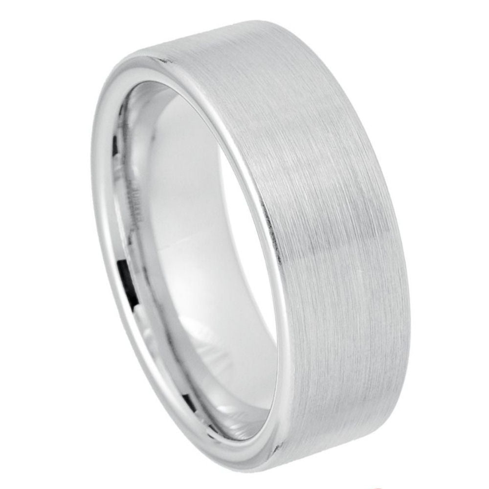 White Tungsten 8mm Comfort Fit Engagement Ring – hypoallergenic, scratch-resistant | Exclusive Jewelers USA