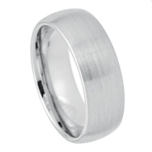 White Tungsten 8mm Brushed Wedding Band – hypoallergenic, scratch-resistant | Exclusive Jewelers USA