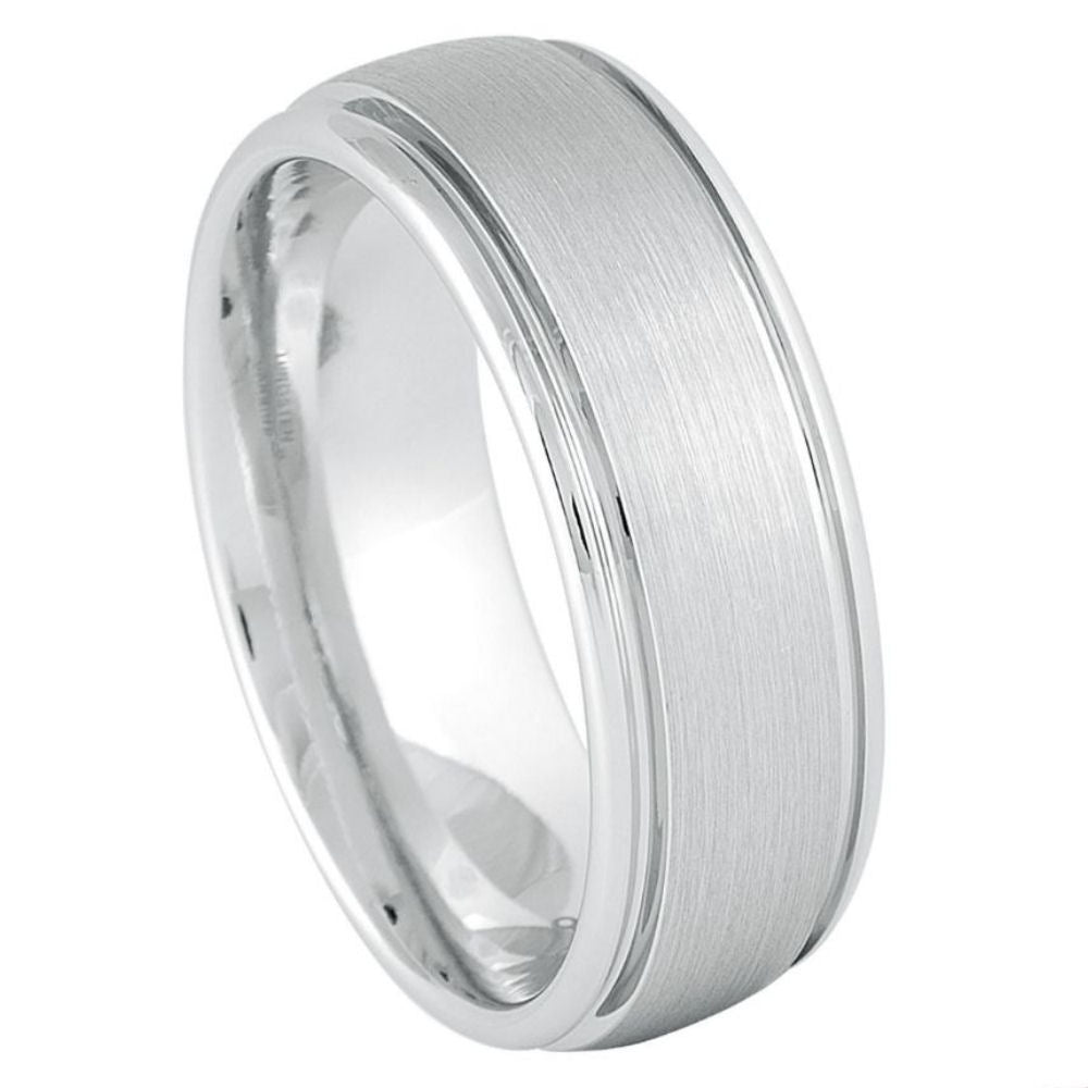 White Tungsten 8mm Satin Wedding Band – hypoallergenic, scratch-resistant | Exclusive Jewelers USA