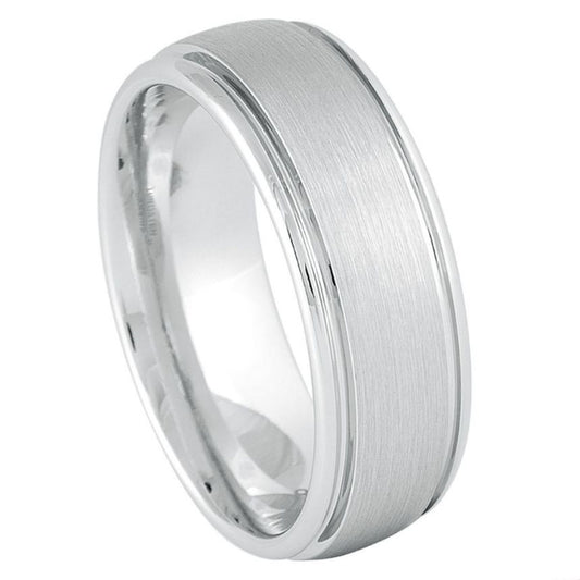 White Tungsten 8mm Satin Wedding Band – hypoallergenic, scratch-resistant | Exclusive Jewelers USA