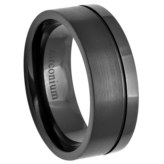 Zirconium 8mm Engagement Ring – hypoallergenic, black ceramic | Exclusive Jewelers USA