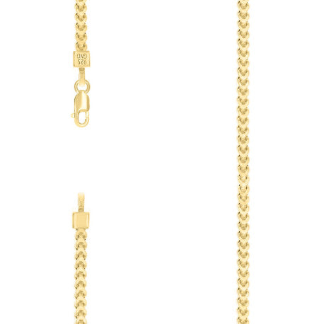 925 Silver Hollow Franco Chain Yellow 2.7mm