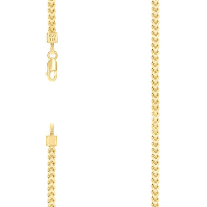 925 Silver Hollow Franco Chain Yellow 2.7mm