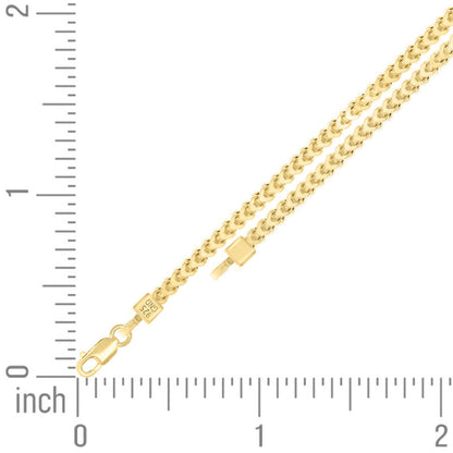 925 Silver Hollow Franco Chain Yellow 2.7mm
