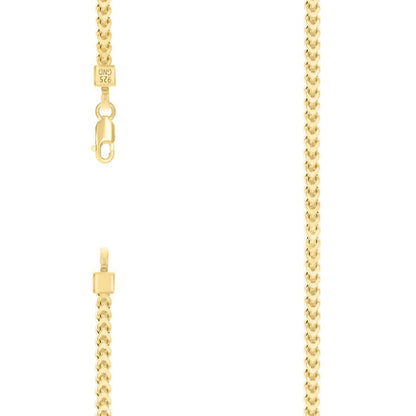 925 Silver Hollow Franco Chain Yellow 2.7mm