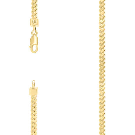 925 Silver Hollow Franco Chain Yellow 3.5mm