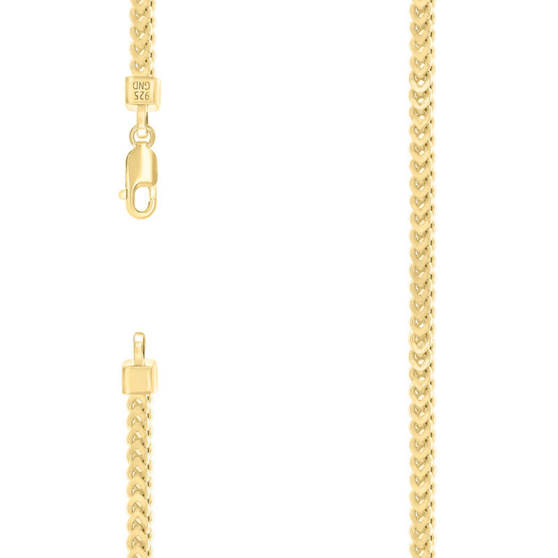 925 Silver Hollow Franco Chain Yellow 3.5mm