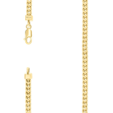 925 Silver Hollow Franco Chain Yellow 4.5mm