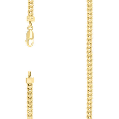 925 Silver Hollow Franco Chain Yellow 4.5mm