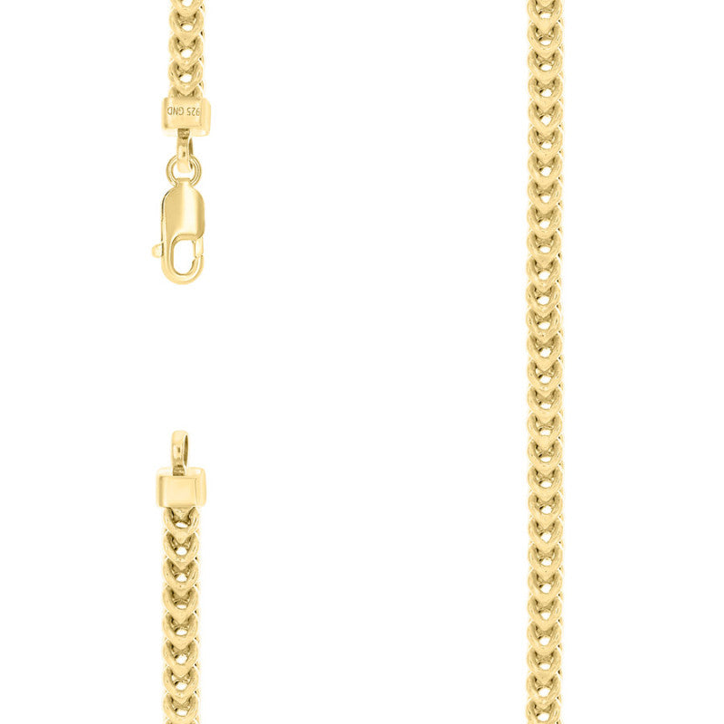 925 Silver Hollow Franco Chain Yellow 4.5mm