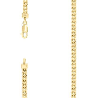 925 Silver Hollow Franco Chain Yellow 4.5mm