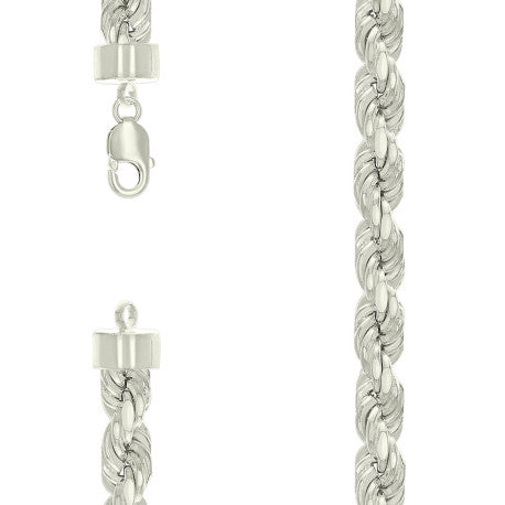 925 Silver Hollow Rope Chain 12mm