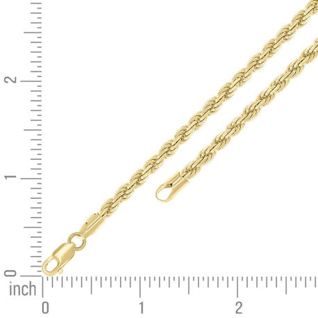 925 Silver Hollow Rope Chain 4mm