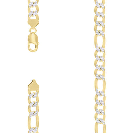 925 Silver Pave Super Flat Figaro Chain 10mm
