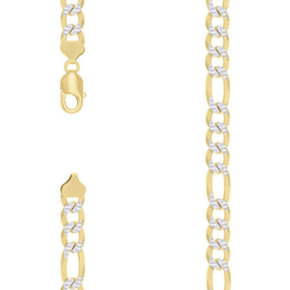 925 Silver Pave Super Flat Figaro Chain 10mm
