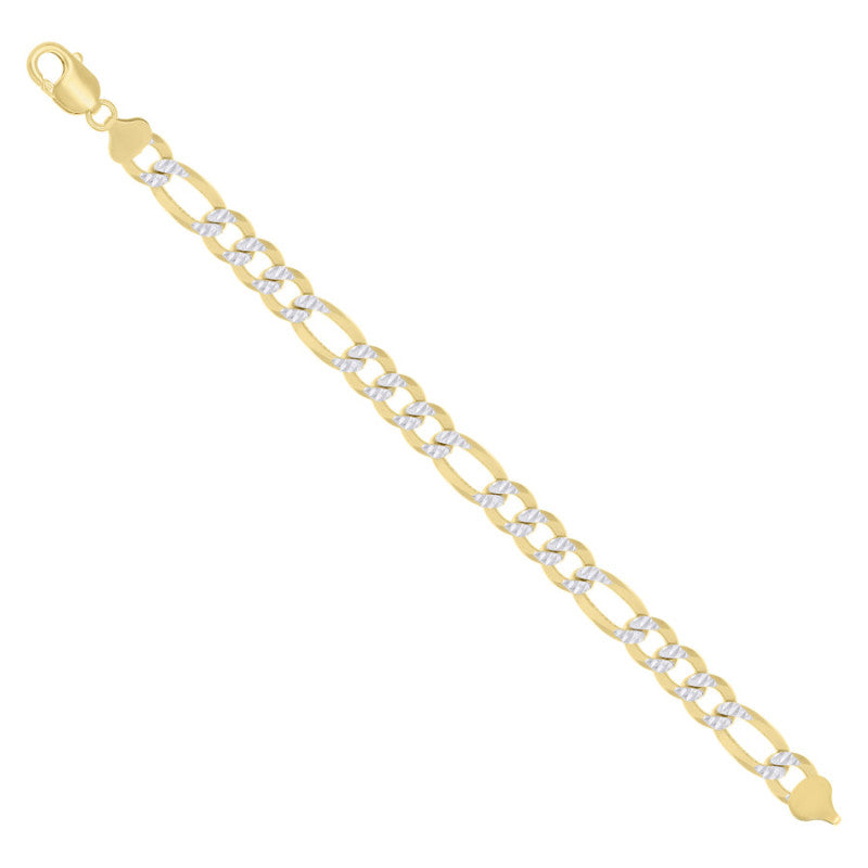 925 Silver Pave Super Flat Figaro Chain 10mm