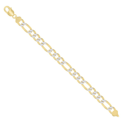 925 Silver Pave Super Flat Figaro Chain 10mm