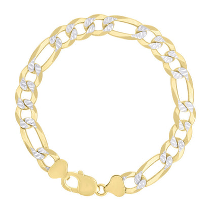 925 Silver Pave Super Flat Figaro Chain 10mm