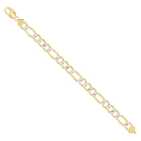 925 Silver Pave Super Flat Figaro Chain 10mm