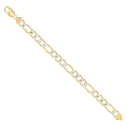 925 Silver Pave Super Flat Figaro Chain 10mm