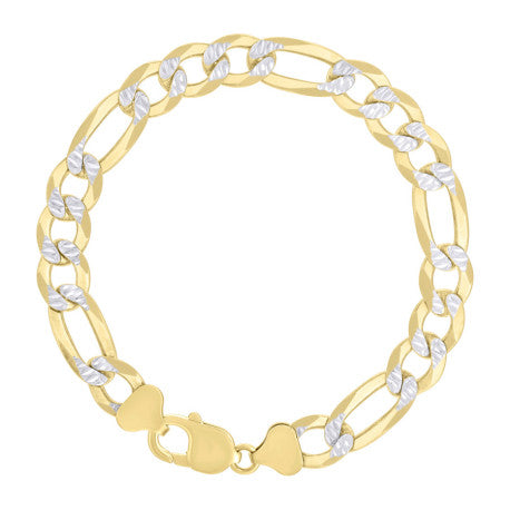 925 Silver Pave Super Flat Figaro Chain 10mm