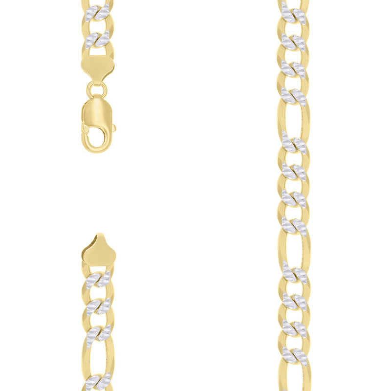 925 Silver Pave Super Flat Figaro Chain 10mm