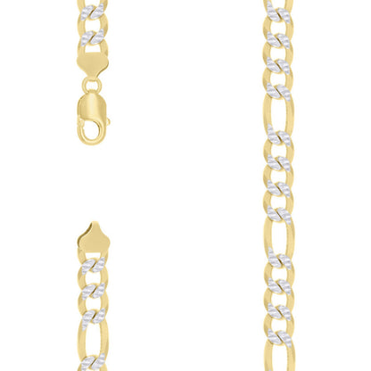 925 Silver Pave Super Flat Figaro Chain 10mm