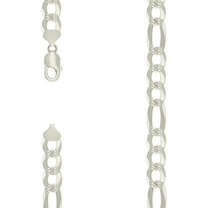 925 Silver Pave Super Flat Figaro Chain 11.5mm