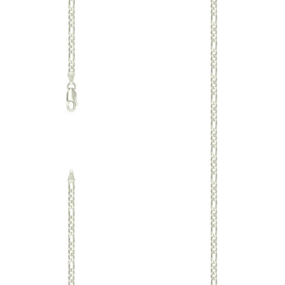 925 Silver Pave Super Flat Figaro Chain 2.6mm