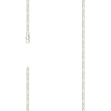 925 Silver Pave Super Flat Figaro Chain 2.6mm