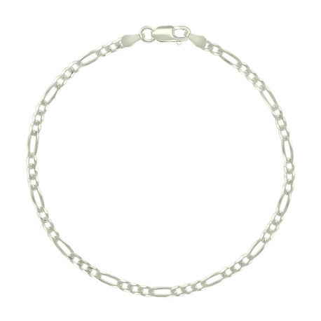 925 Silver Pave Super Flat Figaro Chain 2.6mm