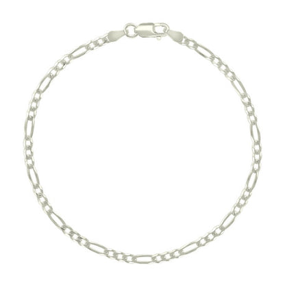 925 Silver Pave Super Flat Figaro Chain 2.6mm