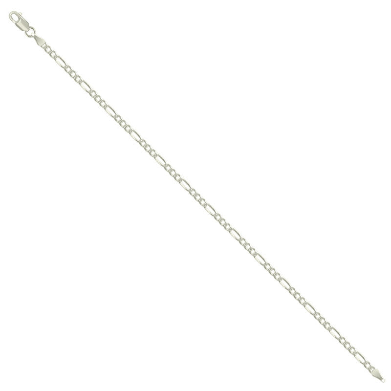 925 Silver Pave Super Flat Figaro Chain 2.6mm