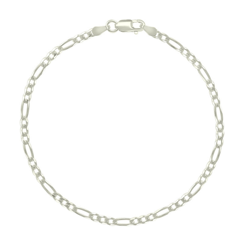 925 Silver Pave Super Flat Figaro Chain 2.6mm