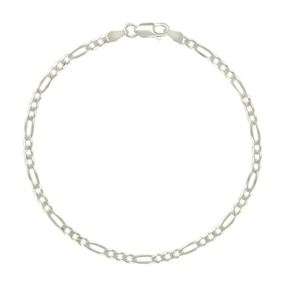 925 Silver Pave Super Flat Figaro Chain 2.6mm