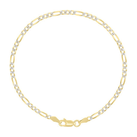 925 Silver Pave Super Flat Figaro Chain 2.6mm