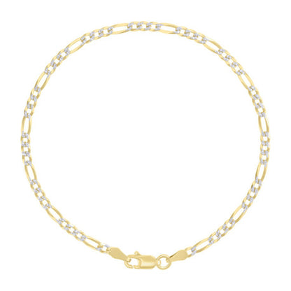 925 Silver Pave Super Flat Figaro Chain 2.6mm
